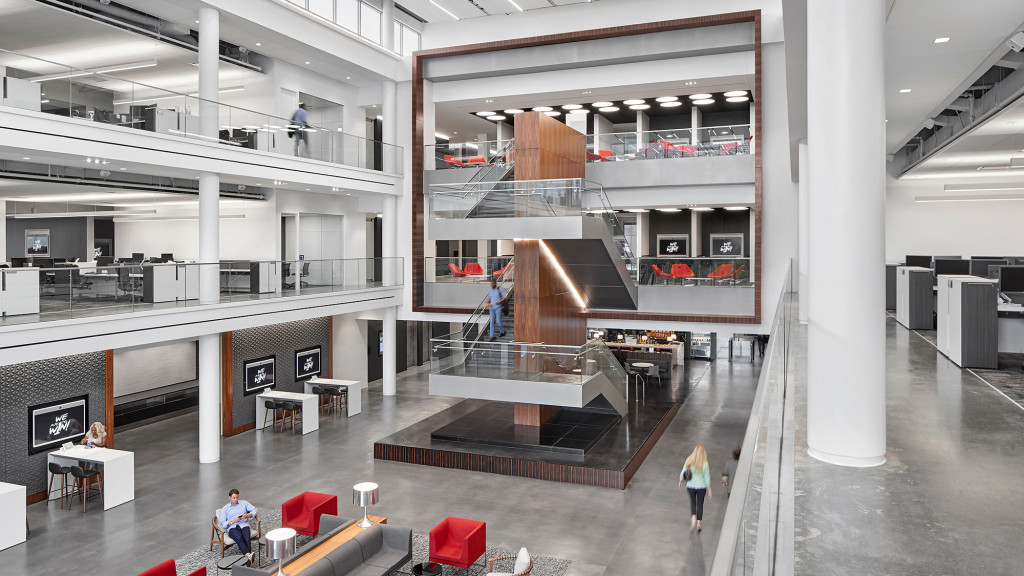 A high angle view of a building.